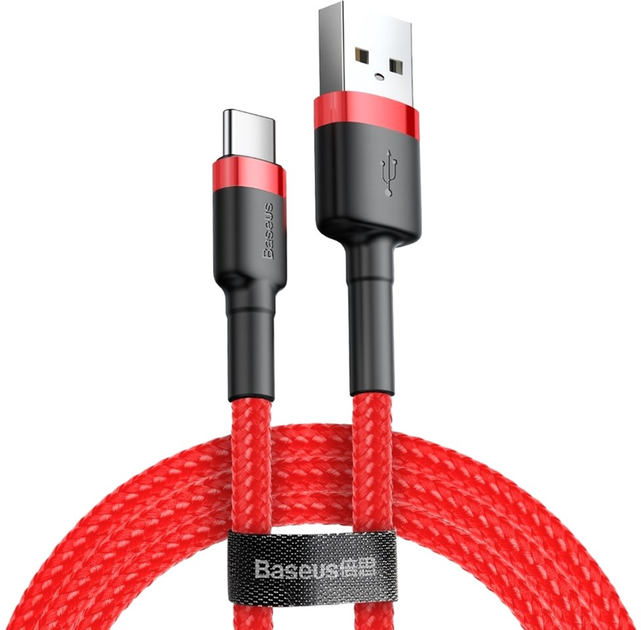 Кабель Baseus Cafule Cable USB For Type-C 2 А 3 м Red/Red (CATKLF-U09) - зображення 1