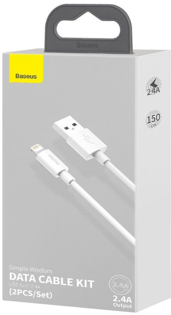 Kabel Baseus Simple Wisdom Data Cable Kit USB to iP 2.4 A (TZCALZJ-02) - obraz 5