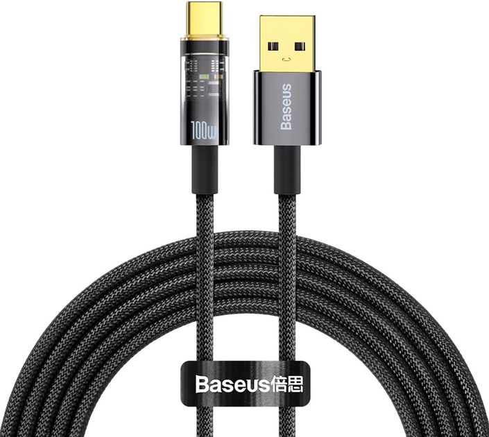 Кабель Baseus USB 2.0 AM-Type-C м, 2 м, 5 А, 100 Вт (CATS000301) - зображення 1