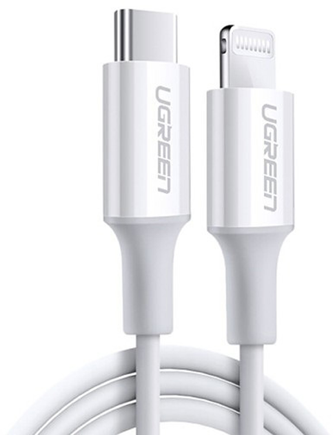 Kabel Ugreen US171 USB 2.0 Type-C M-Lightning m 3 A Nickel Plating ABS Shell 1.5 m White (6957303867486) - obraz 1