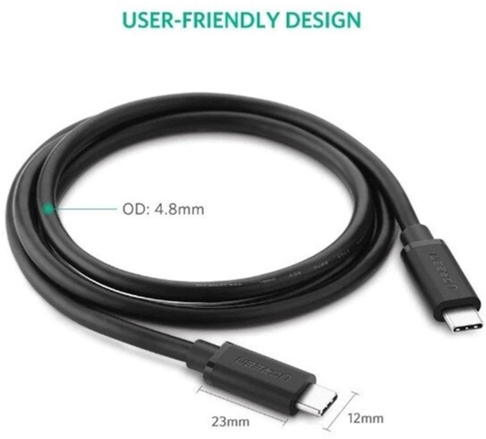 Кабель синхронізації Ugreen US286 Type-C - Type-C 3 А Cable 1 м Black (6957303859979) - зображення 3