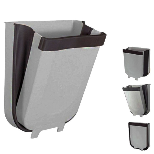 Складное мусорное ведро на дверь Foltable Trash Bin серое от продавца ...