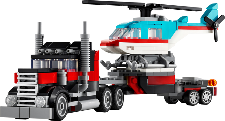 Zestaw klocków Lego Creator Ciężarówka z platformą i helikopterem 270 elementów (31146) - obraz 2