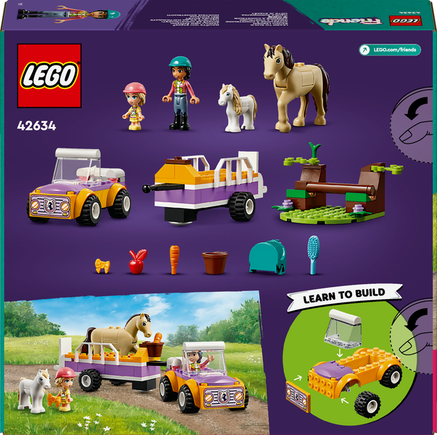 Zestaw klocków Lego Friends Przyczepa dla konia i kucyka 105 elementów (42634) - obraz 2
