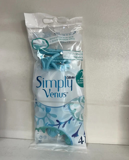 Одноразові станки для гоління Gillette Simply Venus 2 голубі 4 шт. - зображення 2