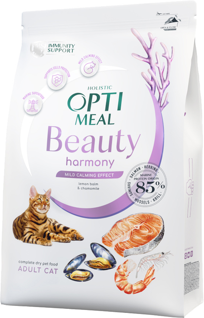 Полнорационный сухой корм Optimeal Beauty Harmony для взрослых кошек ...
