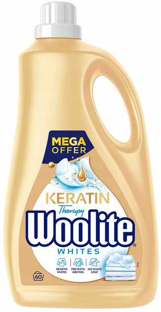 Рідкий засіб для прання Woolite Extra White Brilliance захист білих і світлих тканин з кератином 3600 мл (5900627090550) - зображення 1