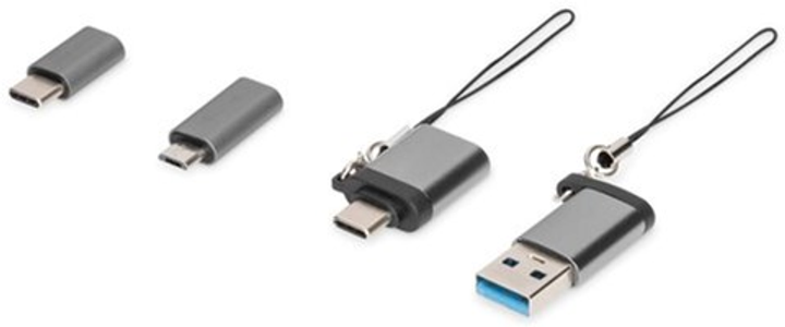 Набір адаптерів Digitus USB Type-A/USB Type-C/micro-USB - USB Type-A/USB Type-C/micro-USB (4016032481195) - зображення 1