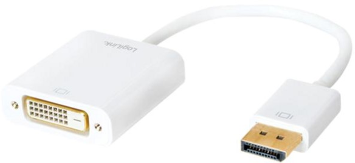 Адаптер LogiLink DisplayPort 1.2 - DVI (Active Type) White (4052792032765) - зображення 1