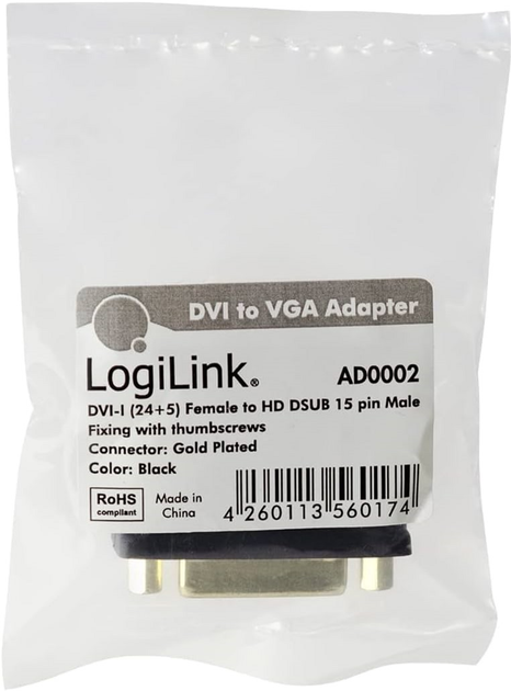 Адаптер LogiLink VGA - DVI Black (4260113560174) - зображення 2