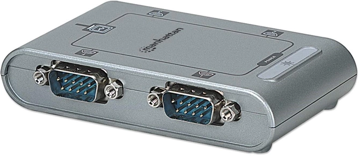 Адаптер Manhattan 4 x USB Type-A - 4 x COM/RS232/DB9 Silver (766623151047) - зображення 1