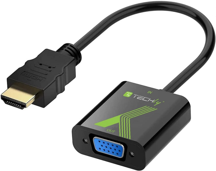 Adapter Techly HDMI - VGA Black (8057685301658) - obraz 1