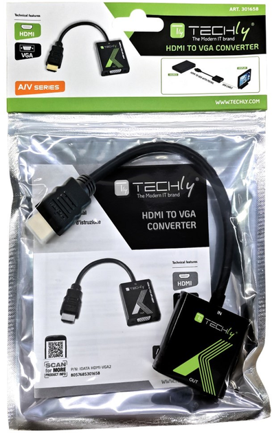 Adapter Techly HDMI - VGA Black (8057685301658) - obraz 2