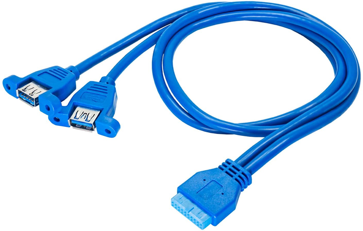 Kabel adapter Akyga ATX - 2 x USB Type-A F/F 0.65 m Blue (5901720134677) - obraz 1