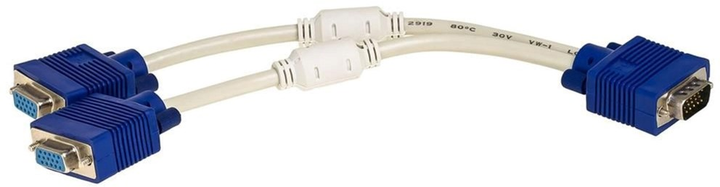Kabel adapter Akyga VGA - 2 x VGA M/F 0.25 m White (5901720131263) - obraz 1