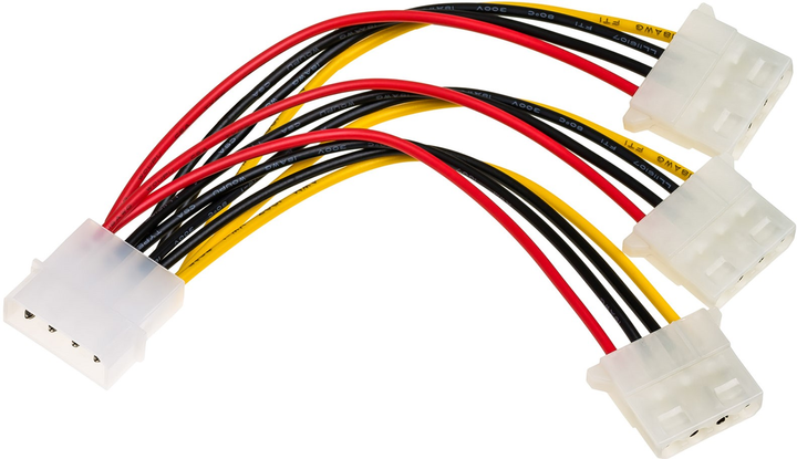 Кабель адаптер Akyga Molex - 3 x Molex M/F 0.15 м Multicolor (5901720133212) - зображення 1