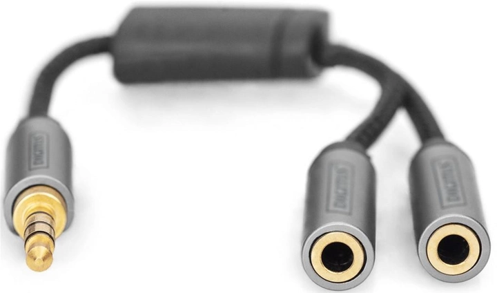 Kabel adapter Digitus mini Jack 3.5 mm - 2 x mini Jack 3.5 mm M/F 0.2 m Black (4016032481324) - obraz 2