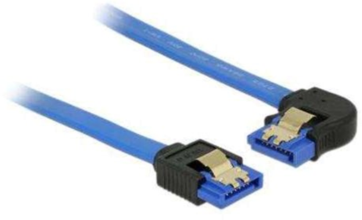 Kabel kątowy Delock SATA - SATA F/F 0.70 m Blue (4043619849864) - obraz 1