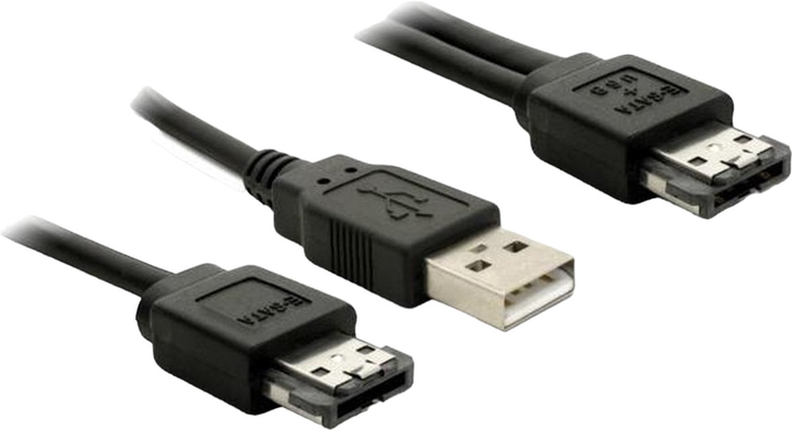 Kabel Delock eSATA - USB Type-A + eSATA M/M/M 1 m Black (4043619843879) - obraz 1