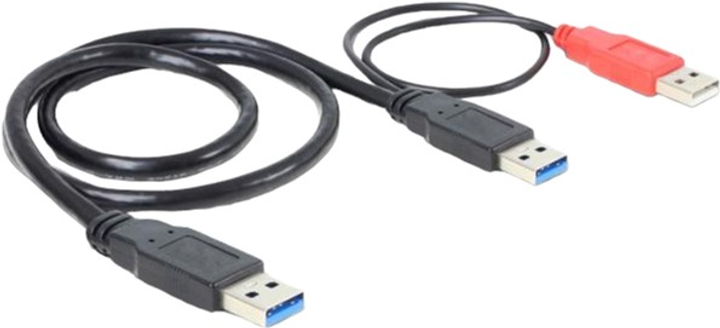 Кабель Delock USB Type-A - USB Type-A + USB Type-A M/M/M 0.6 м Black (4043619829088) - зображення 1