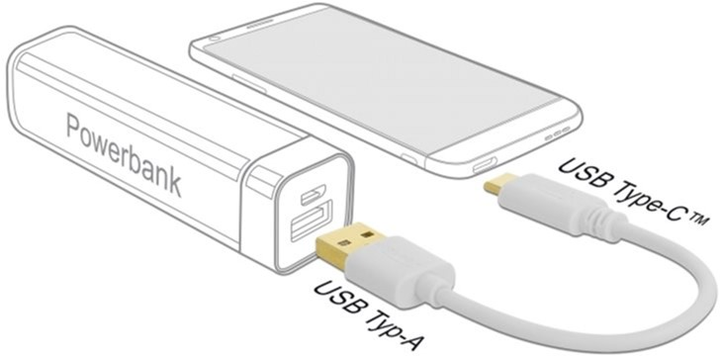 Кабель Delock USB Type-C - USB Type-A M/M 0.15 м White (4043619853557) - зображення 2