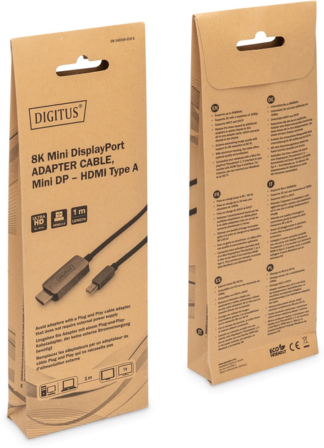Kabel adapter Digitus mini-DisplayPort - HDMI M/M 1 m Black (4016032484219) - obraz 3