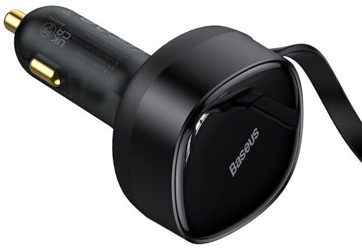 Автомобільний зарядний пристрій Baseus Enjoyment Retractable 2-in-1 Car Charger C+L 30 Вт Black (CGTX000001) - зображення 5