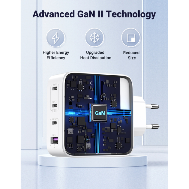 Ładowarka sieciowa Ugreen CD226/15337 1xUSB Type-A 3xUSB Type-C QC4.0 100 W GaN Tech Fast White (6941876213375) - obraz 5