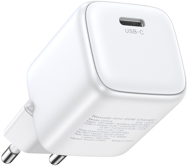 Мережевий зарядний пристрій Ugreen Nexode Mini 20 W PD GaN Tech PD 3.0 (6941876213245) - зображення 3