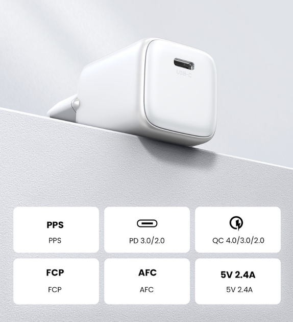 Мережевий зарядний пристрій Ugreen Nexode Mini 20 W PD GaN Tech PD 3.0 (6941876213245) - зображення 4