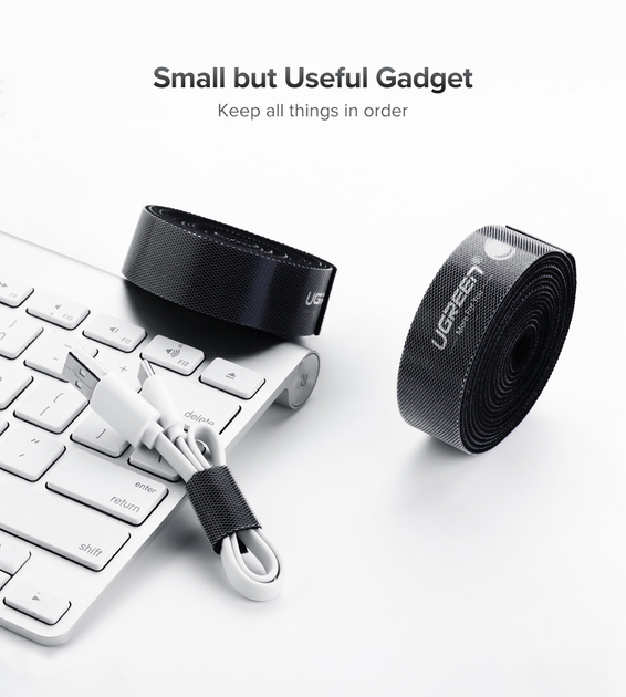 Органайзер для кабелів Ugreen LP124 20 мм Cable Tie Band 2 м Black (6957303843541) - зображення 3
