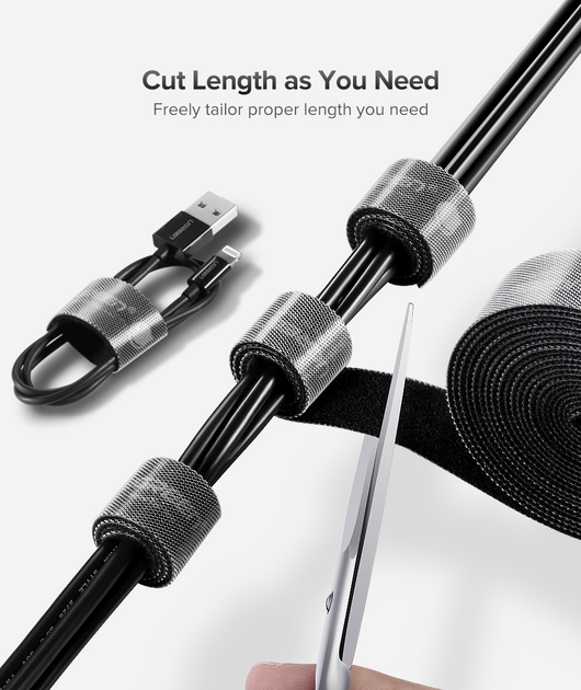 Органайзер для кабелів Ugreen LP124 20 мм Cable Tie Band 2 м Black (6957303843541) - зображення 4
