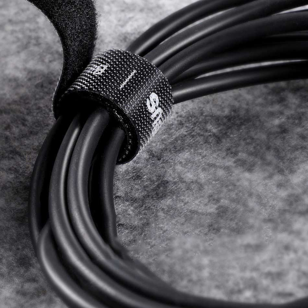 Органайзер для кабелів Baseus Rainbow Circle hook and loop Straps Velcro 3 м Black (ACMGT-F01) - зображення 7