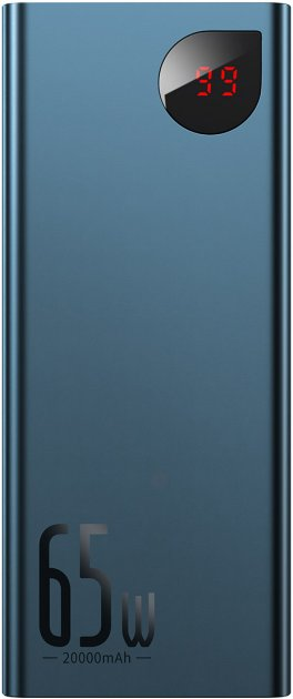 Powerbank Baseus Adman metal Digital display quick charging 20000 mAh 65 W Blue (PPIMDA-D03) - obraz 1