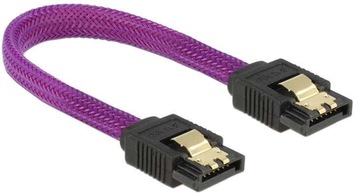 Kabel Delock SATA III M/M 0.1 m Purple (4043619836888) - obraz 2