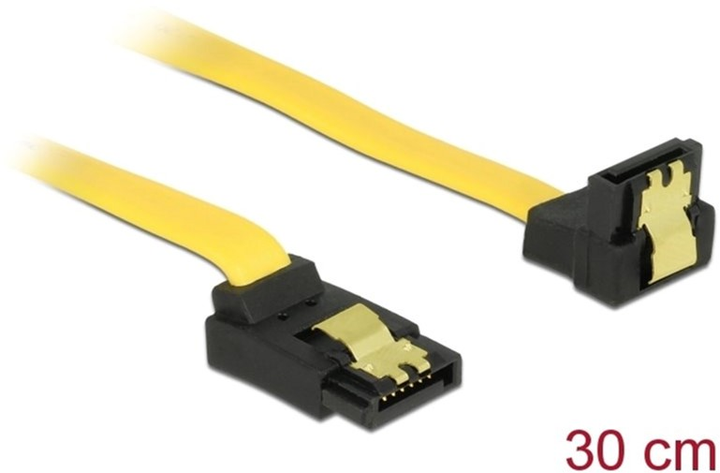 Kabel kątowy Delock SATA III M/M 0.3 m Yellow (4043619828203) - obraz 1