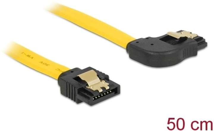 Kabel kątowy Delock SATA III M/M 0.5 m Yellow (4043619828296) - obraz 1