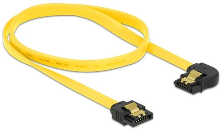 Kabel kątowy Delock SATA III M/M 0.5 m Yellow (4043619828258) - obraz 2