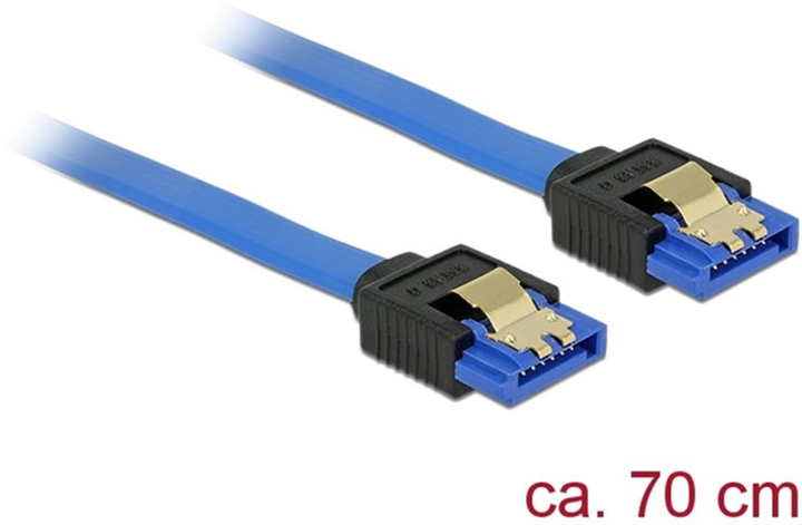 Kabel Delock SATA III M/M 0.70 m Blue (4043619849802) - obraz 1
