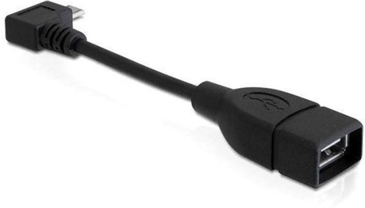 Кабель кутовий Delock micro-USB - USB Type-A M/F 0.11 м Black (4043619831043) - зображення 1