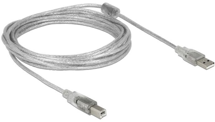 Кабель Delock USB Type-A - USB Type-B M/M 5 м Transparent (4043619838967) - зображення 1