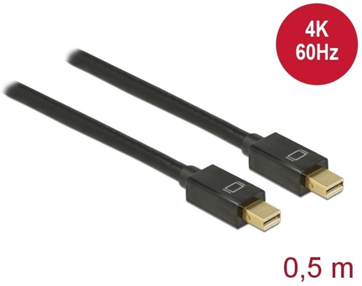 Kabel Delock mini DisplayPort M/M 0.5 m Black (4043619834723) - obraz 1