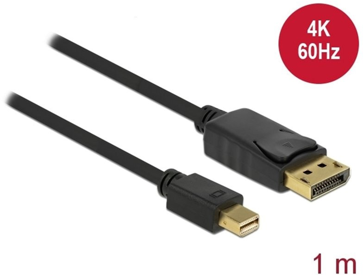 Kabel Delock mini DisplayPort - DisplayPort M/M 1 m Black (4043619826988) - obraz 1