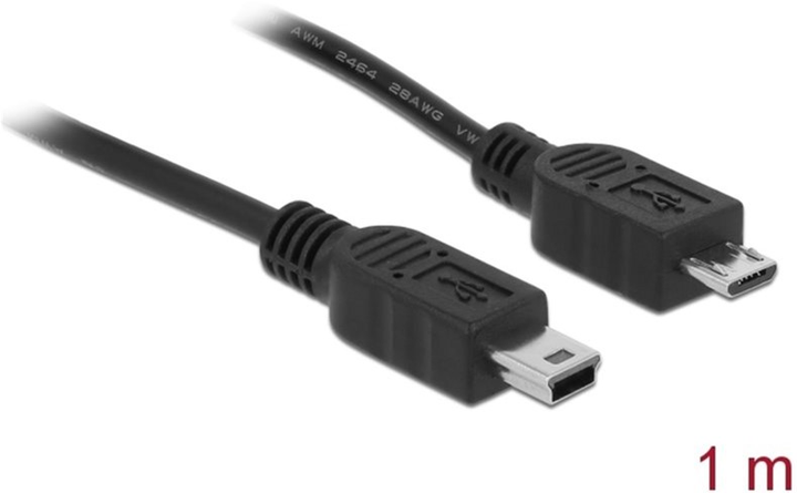 Kabel Delock micro-USB - mini-USB M/M 1 m Black (4043619831777) - obraz 1