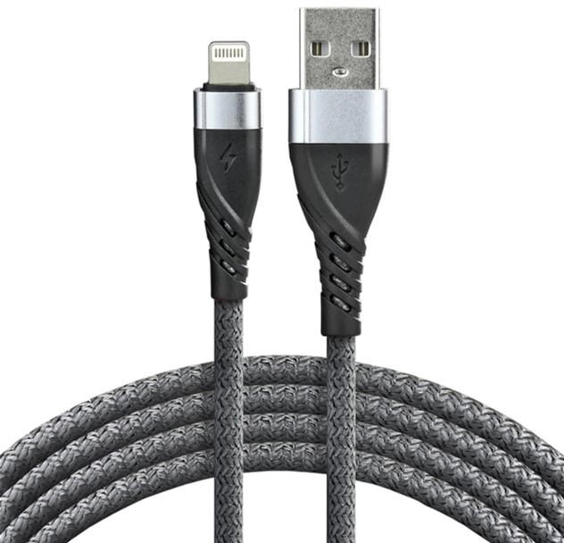 Kabel Everactive USB Type-A - Lightning M/M 1 m Gray (5903205772220) - obraz 1