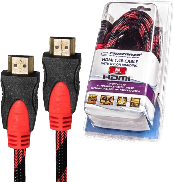 Kabel Esperanza HDMI - HDMI M/M 5 m Black (5901299947753) - obraz 2