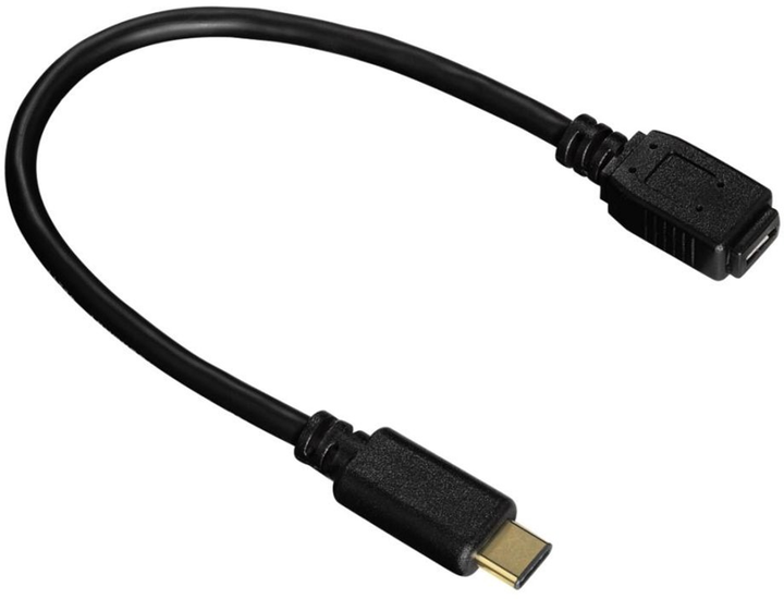 Kabel Hama USB Type-C - micro-USB M/F 0.15 m Black (4047443285959) - obraz 1