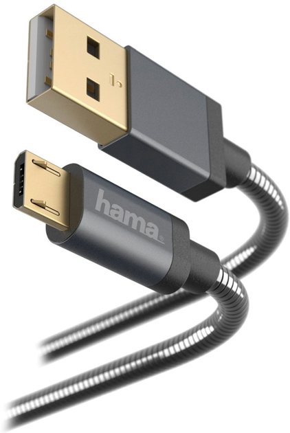 Kabel Hama USB Type-A - micro-USB M/M 0.75 m Black (4047443347367) - obraz 1