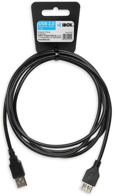 Kabel iBOX USB Type-A M/F 1.8 m Black (5901443052555) - obraz 2