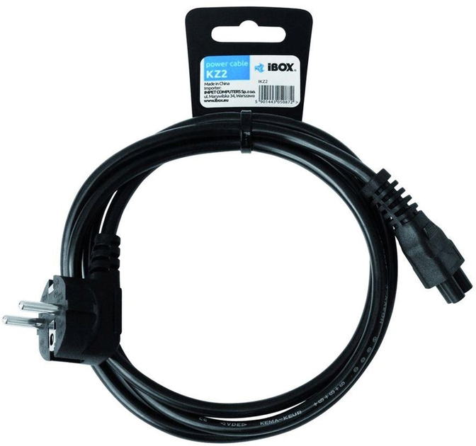 Kabel zasilający iBOX CEE7/4 - IEC C5 M/M 1.5 m Black (5901443050872) - obraz 1